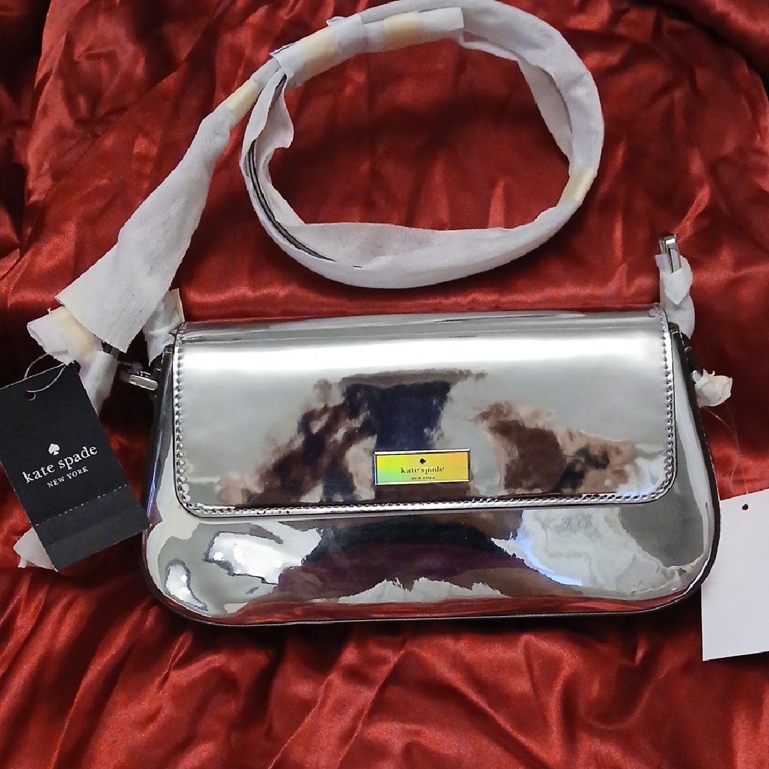 Nwt Kate Spade Bridget Mirror Silver Metallic Small Flap Shoulder Bag